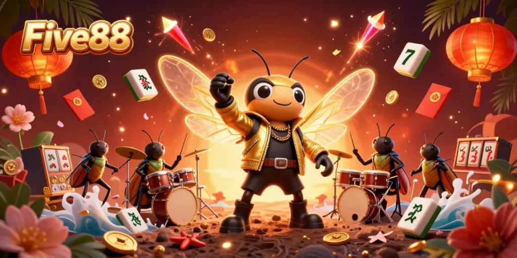 Experience Five88's vibrant casino universe with exciting games and electric characters.