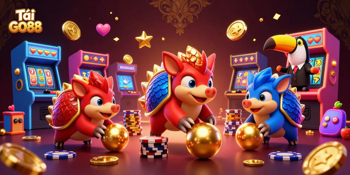 Tải GO88 and enjoy thrilling gameplay with colorful pangolins and casino elements.