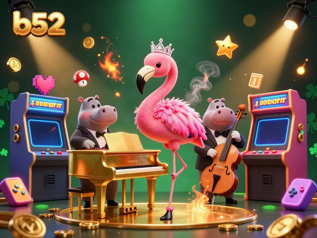 Experience top b52 gaming with a vibrant casino scene featuring colorful characters and dynamic elements.