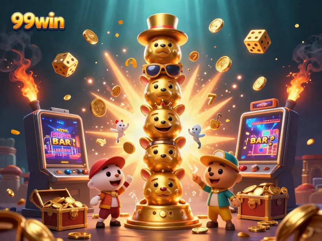 Experience the vibrant energy of 99win with a jackpot explosion in this ultra-detailed casino scene.