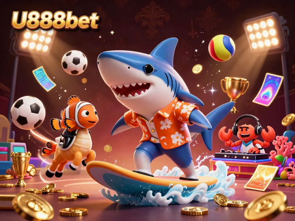 Experience thrilling gaming with U888bet's dynamic casino scene featuring vibrant characters and elements