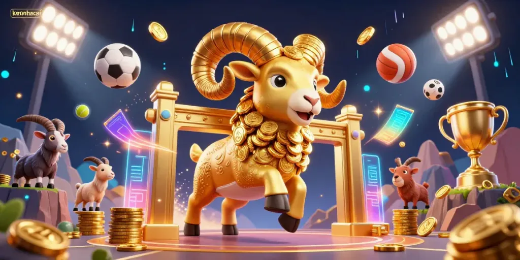 Engage with keonhacai's thrilling sports betting dynamics illustrated in vibrant 3D.