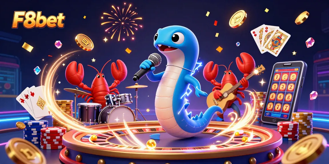 Experience F8bet in a vibrant underwater casino with electric eel DJ and dynamic gaming elements