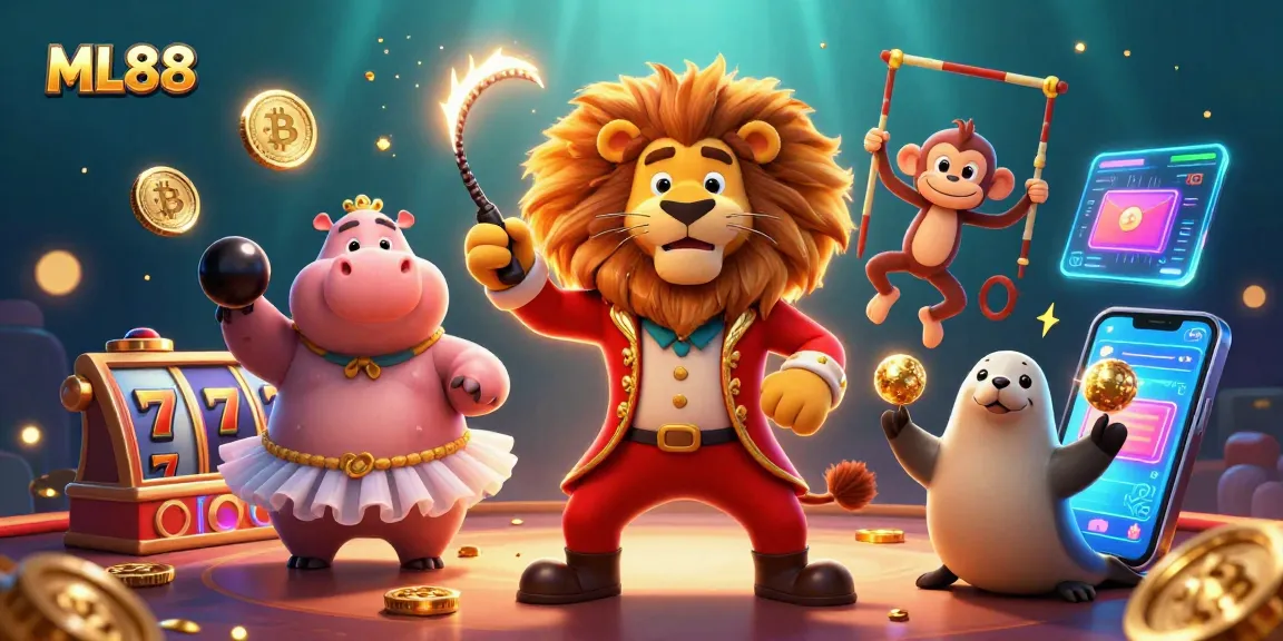 Engage in thrilling slots with ML88 showcasing vibrant characters and dynamic casino elements.