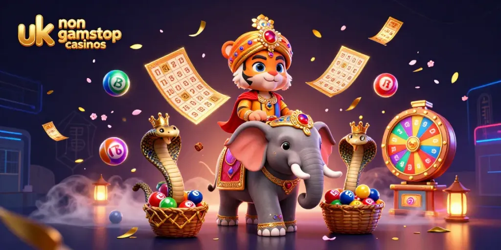 Experience the thrill at uk non gamstop casinos with this vibrant 3D casino illustration showcasing dynamic gaming elements.