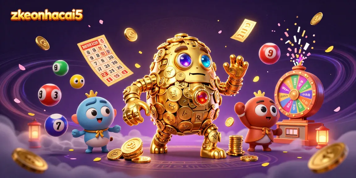 Engage with zkeonhacai5 as colorful lottery balls and a golden golem enrich the casino excitement.