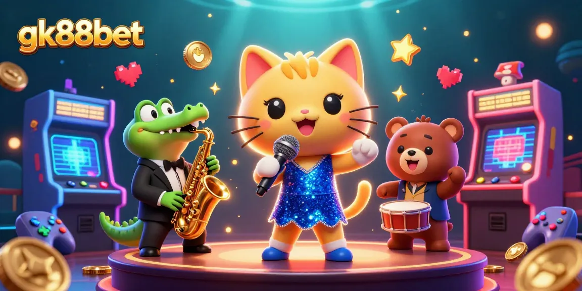 Elevate your gaming experience with gk88bet’s vibrant casino scene featuring lively cartoon characters and dynamic gaming elements.