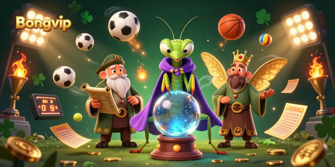 Bongvip gambling scene showcasing a fortune teller, a librarian, and sports elements energizing the gaming atmosphere.