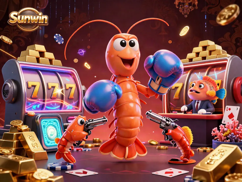Engage in thrilling action with Sunwin's vibrant casino scene featuring dynamic characters and sparkling game elements.