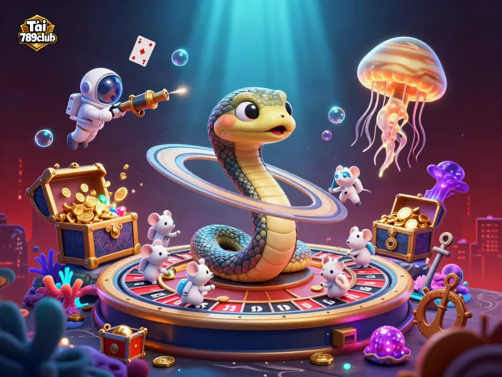 Engage in thrilling gameplay and Tải 789club with vibrant underwater scenes and cosmic casino elements.