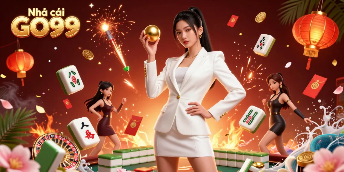 Engage with Nhà cái GO99 at this luxurious casino showcase featuring mahjong tiles and roulette.