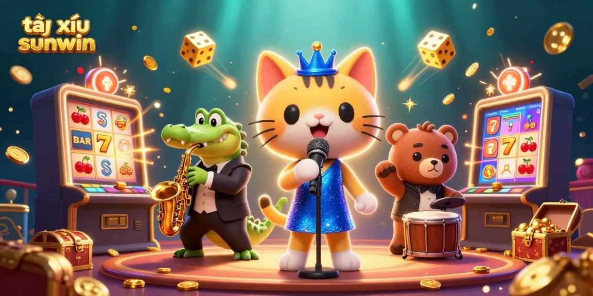 Engage with tài xỉu sunwin in a vibrant casino scene featuring animated characters and explosive game elements.