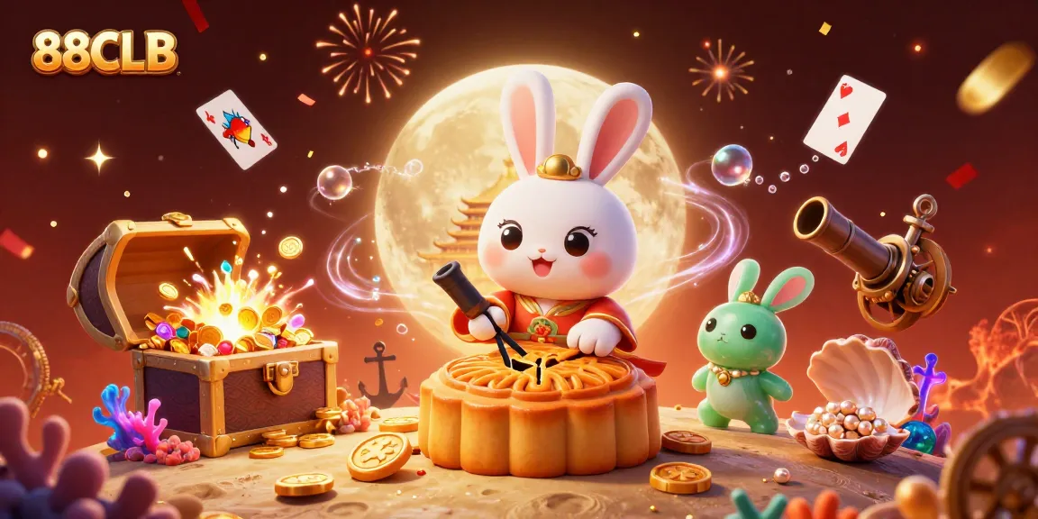 Experience exciting games like poker at 88CLB illustrated with a festive 3D scene.