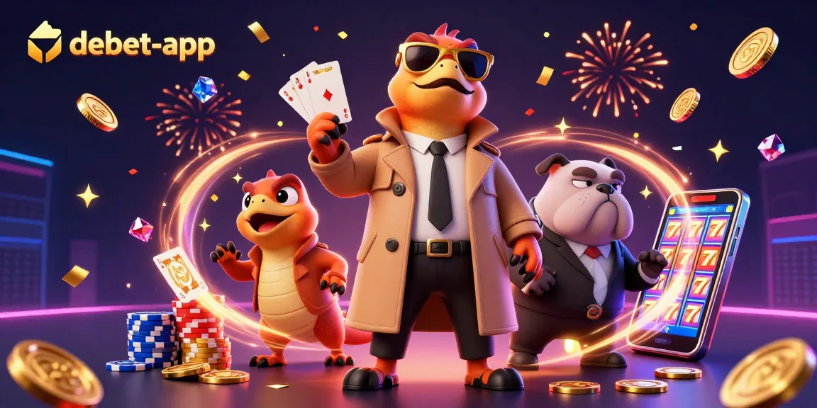 Experience excitement with debet-app in this dynamic VIP casino scene featuring raptors and a bulldog.