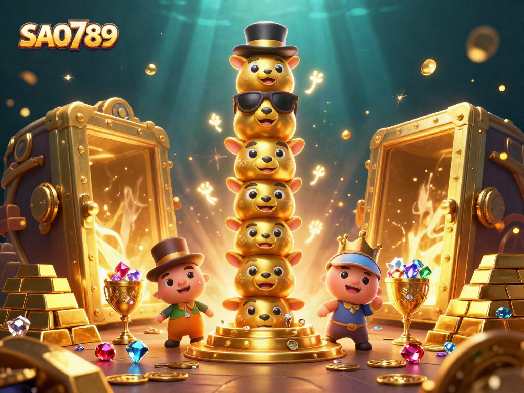 Engage with SAO789's vibrant totem adventure amidst treasure and casino elements for immersive fun.