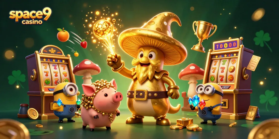 Experience excitement at space9 casino with this mesmerizing 3D illustration of golden magic and treasures.