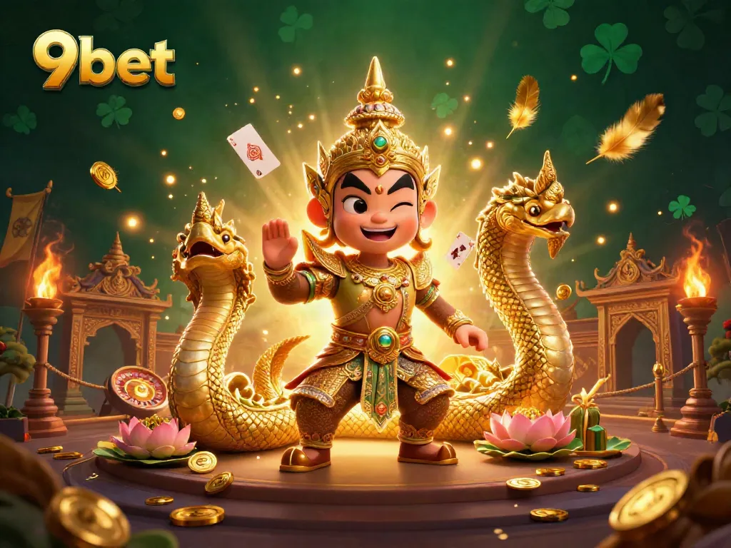 Experience thrilling gameplay at 9bet with vibrant scenes featuring guardians and casino elements.