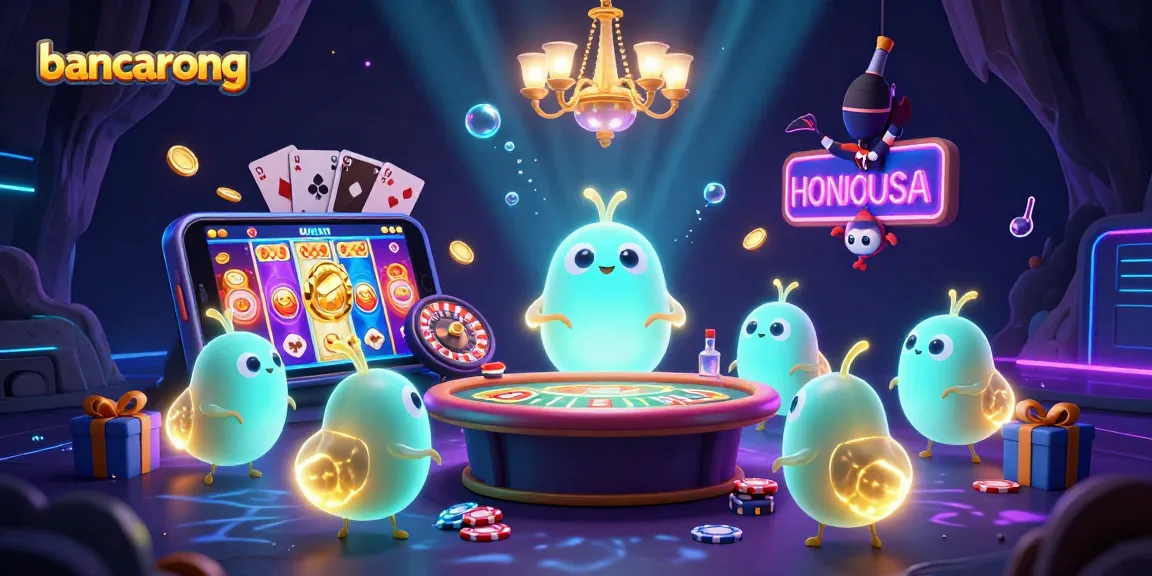 Experience the vibrant glow of bancarong with glowworms lighting a cave casino, surrounded by engaging gaming elements.