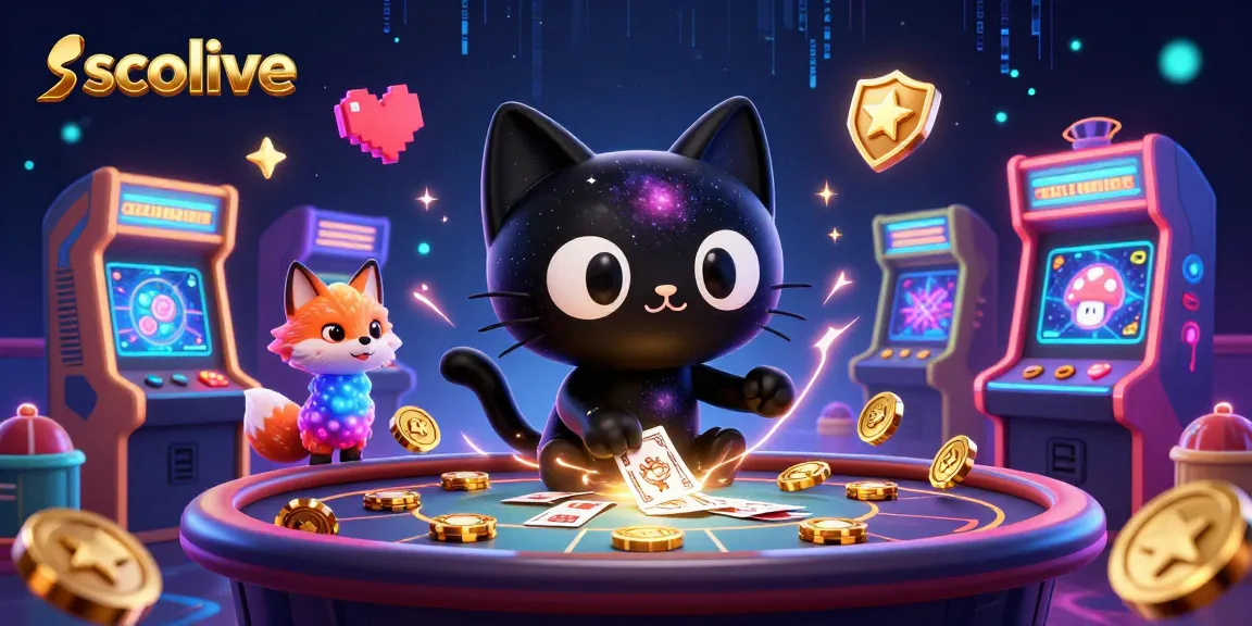 Socolive captivates with a cosmic casino scene featuring a black hole cat and a colorful nebula fox.