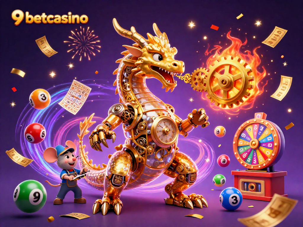 Experience thrill at 9betcasino with a vibrant illustration of casino magic and excitement.