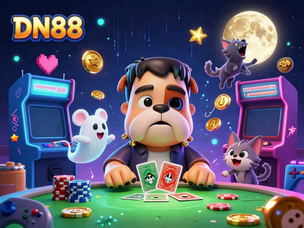 Experience thrilling gameplay at DN88 with a spooky 3D casino scene featuring fantastical characters!