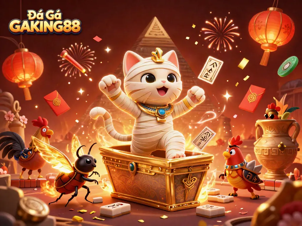 Watch the exciting action of Đá Gà GAKING88 featuring vibrant characters in an immersive cockfighting scene.