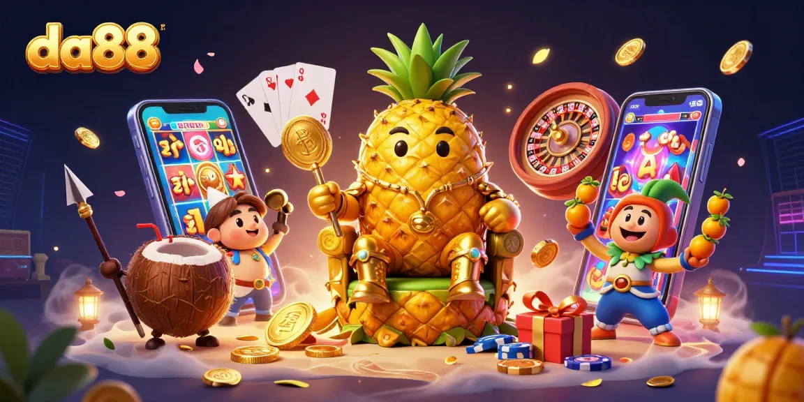 Spin your way to glory with da88 in this vibrant beach casino scene filled with gaming excitement.