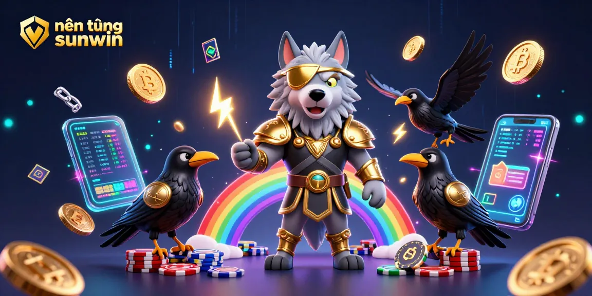 Engage with the vibrant world of nền tảng sunwin, showcasing a dazzling casino theme with Norse mythology elements and crypto coins.