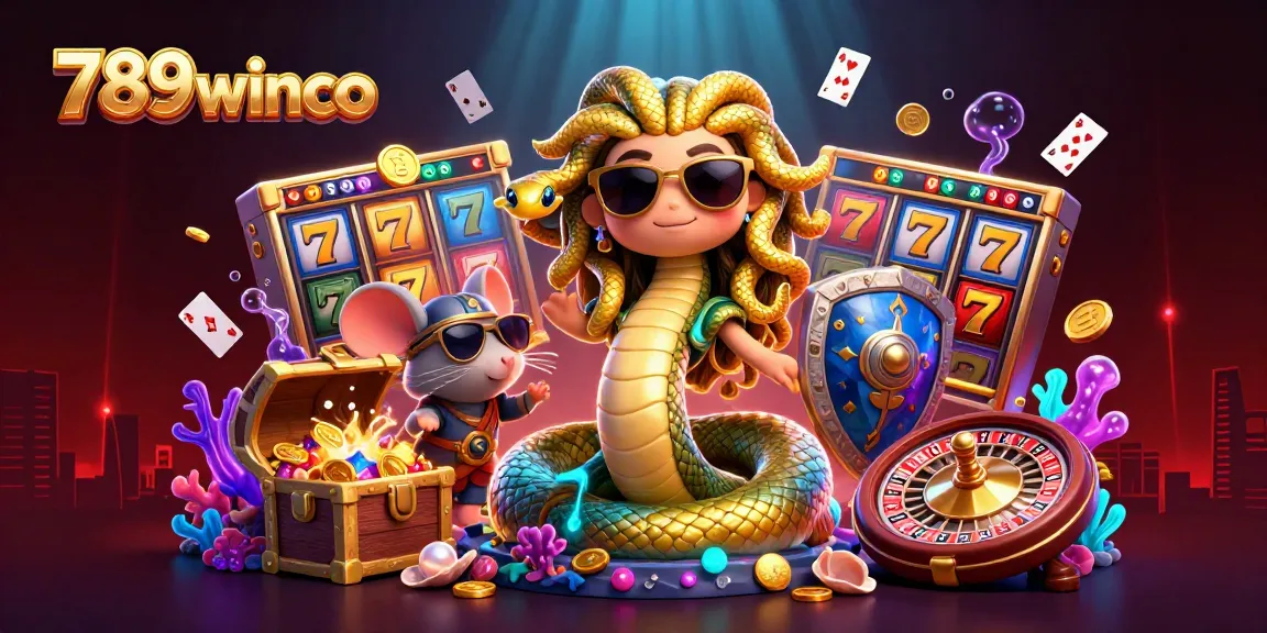 Experience the vibrant casino world with 789winco's engaging slots and jackpots in a stunning illustration.