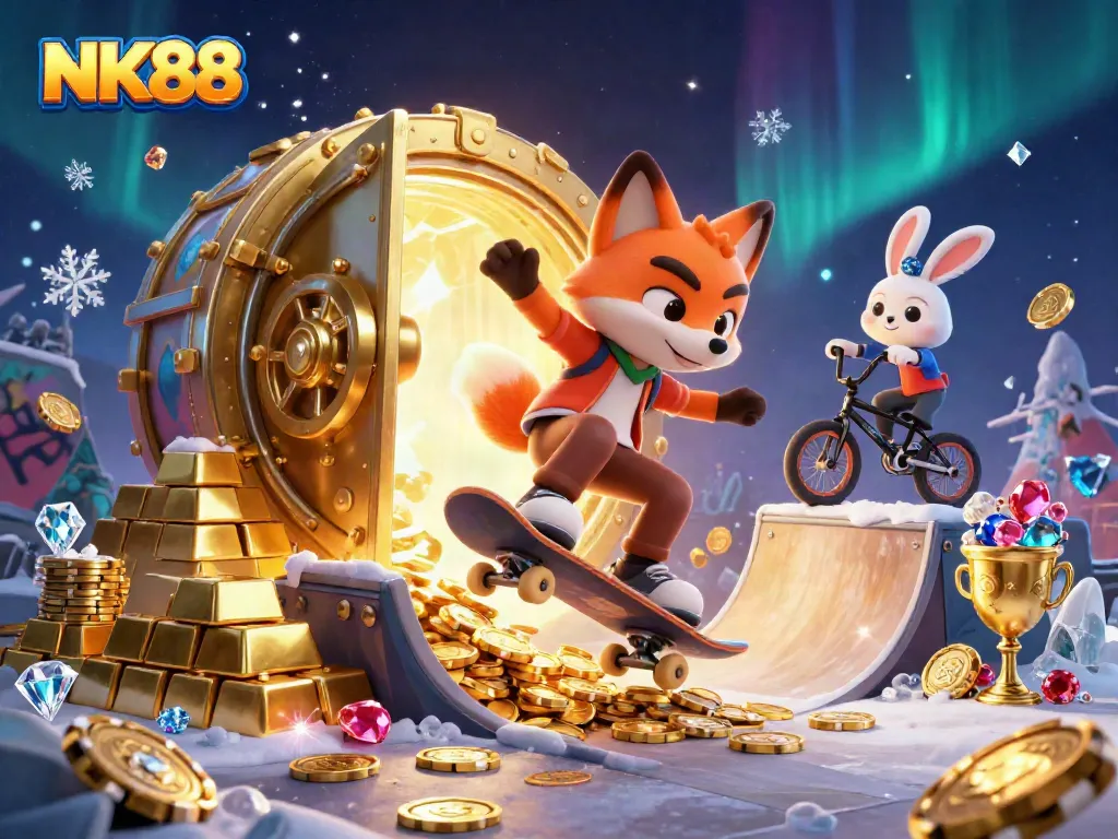 Engage with NK88 and enjoy vibrant casino gaming excitement with fun characters and elements.