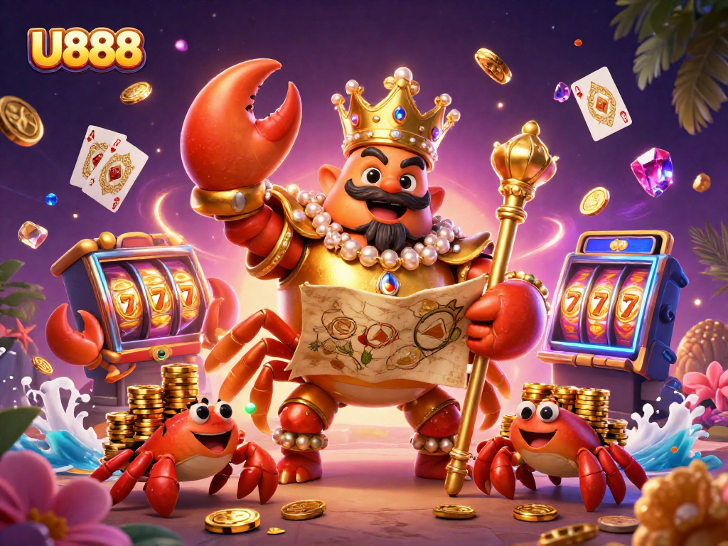 Experience thrilling gameplay at U888 with a golden crab emperor guiding you to jackpot treasures.