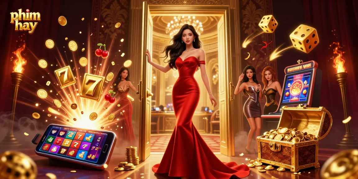 Experience thrilling jackpots with phim hay in a vibrant casino setting featuring a stunning woman.