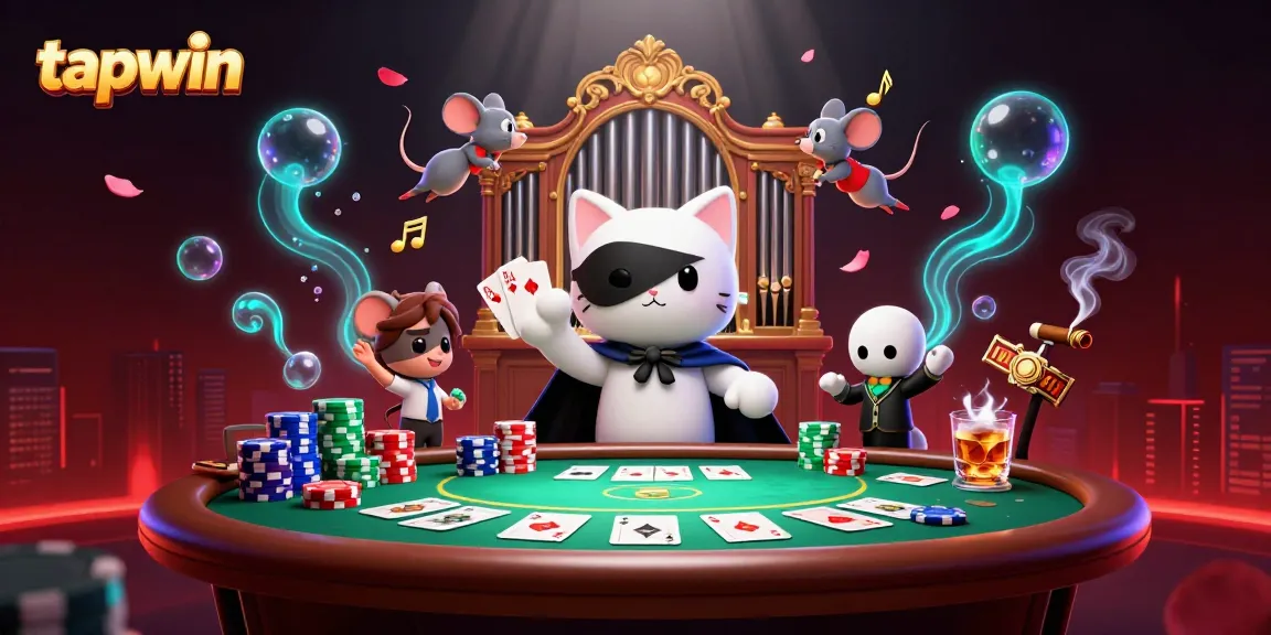 Experience the thrilling games at tapwin with vibrant casino elements and characters in an animated 3D scene.