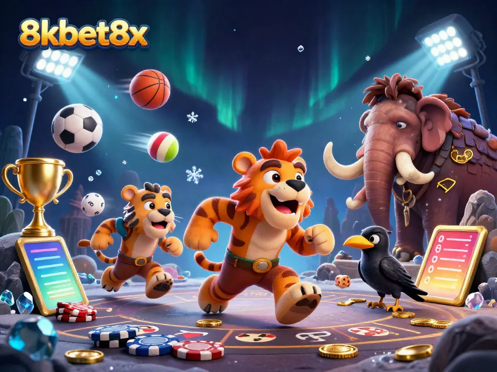 Experience thrilling moments at 8xbet8x with a vibrant casino scene showcasing prehistoric gaming excitement.
