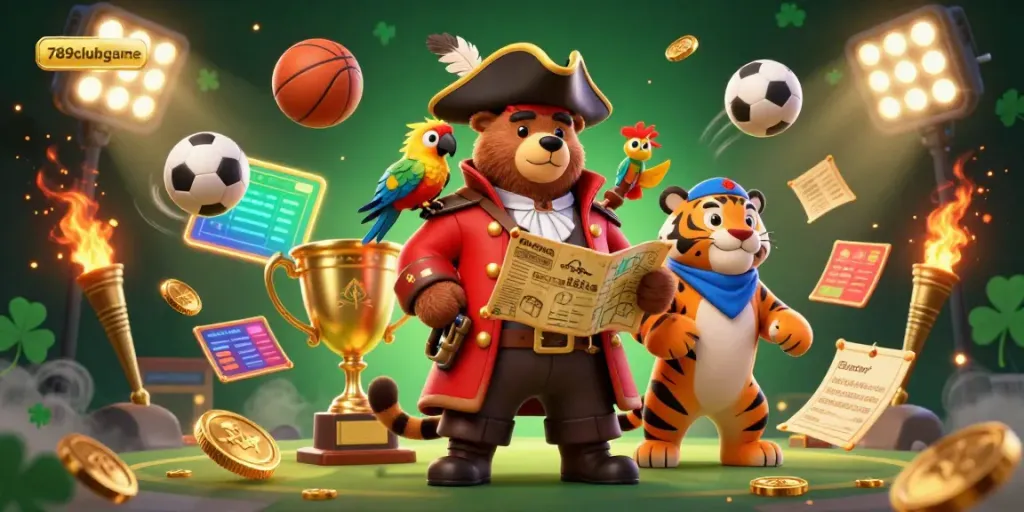 Experience thrilling gameplay with 789clubgame's vibrant 3D casino scene featuring dynamic characters and sports elements.