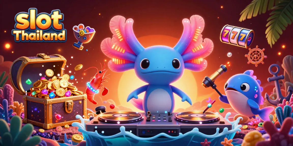 Slot Thailand menawarkan pengalaman bermain yang menggembirakan dengan DJ axolotl yang penuh warna dan elemen permainan slot yang dinamis.