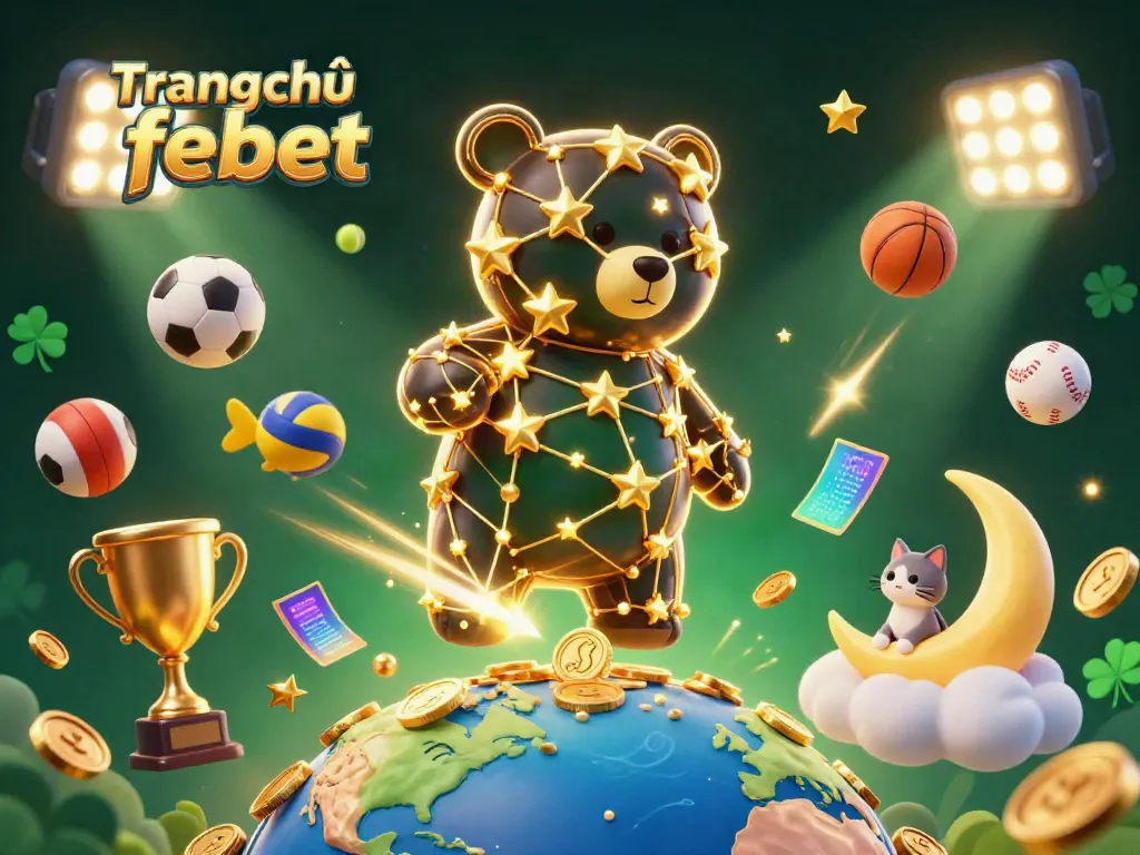Engage with the fun at Trang chủ febet with vibrant 3D casino illustration capturing gold, sports, and games.