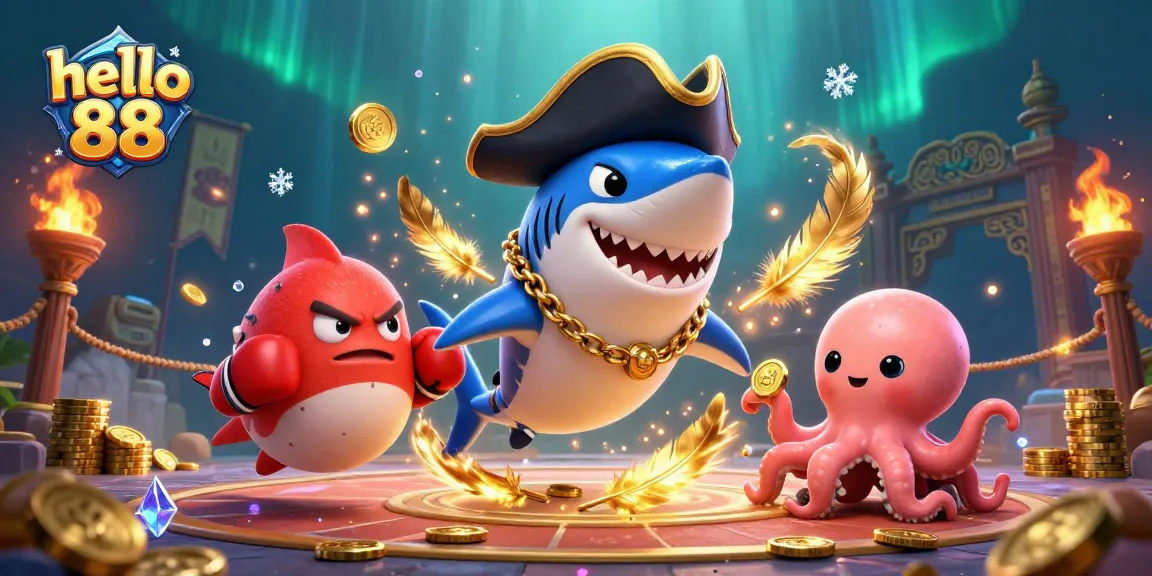 Experience exciting wins at hello 88 with an energetic illustration featuring vibrant characters and casino game elements.