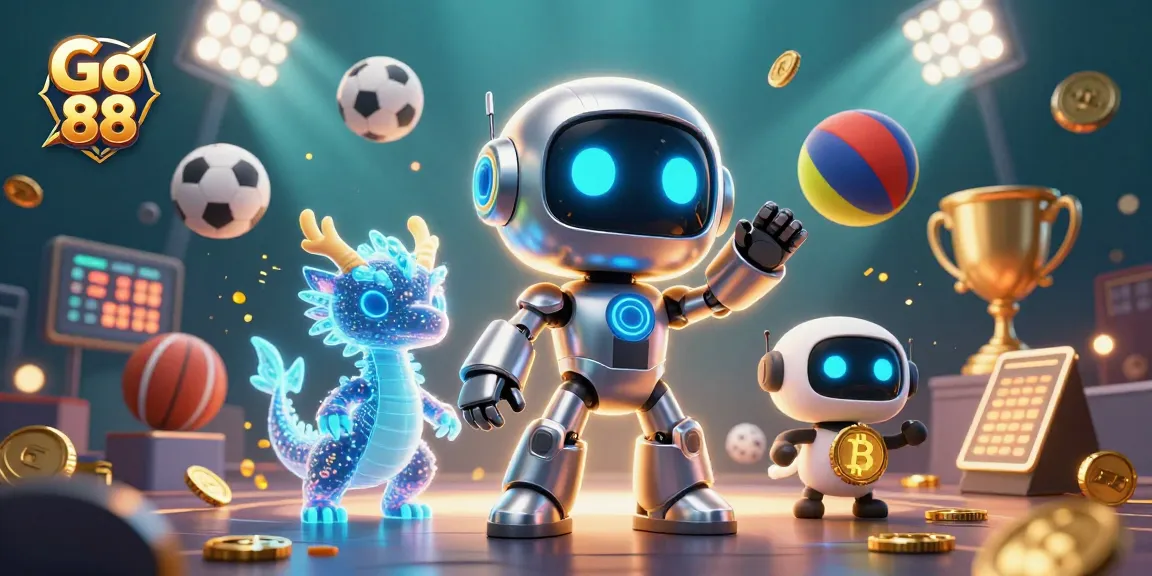 Engage with Go 88's dynamic sports betting experience featuring 3D characters and vibrant casino elements.