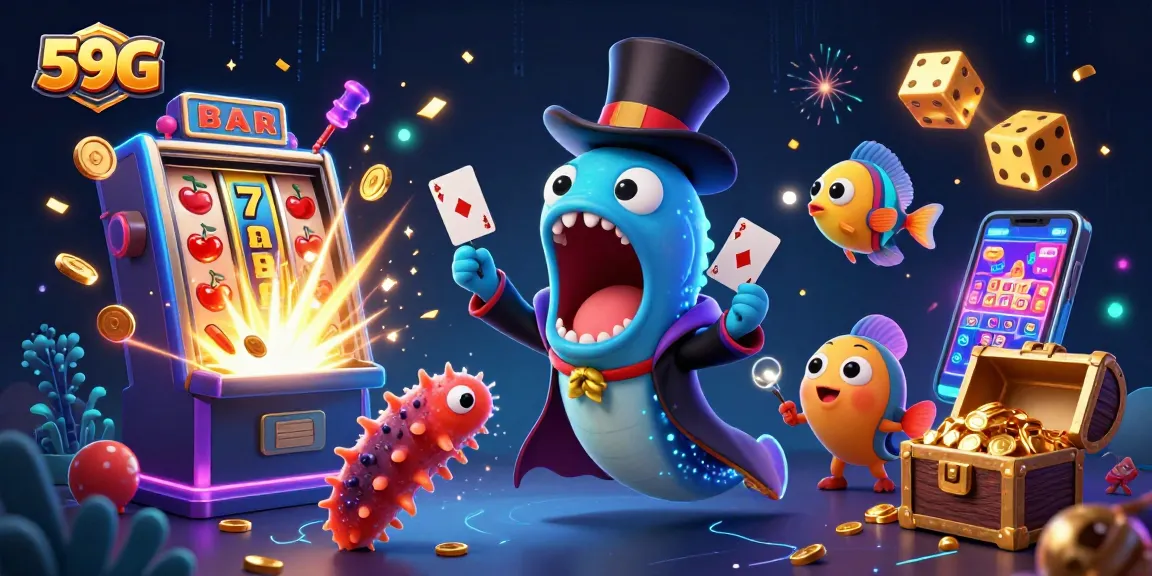 Experience the thrilling magic of 59G with a vibrant underwater casino scene bursting with energy.