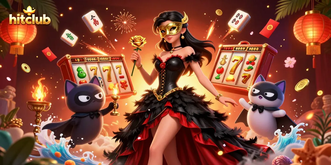 Hitclub: Experience the thrill of slot games with vibrant 3D illustration capturing the essence of casino excitement.