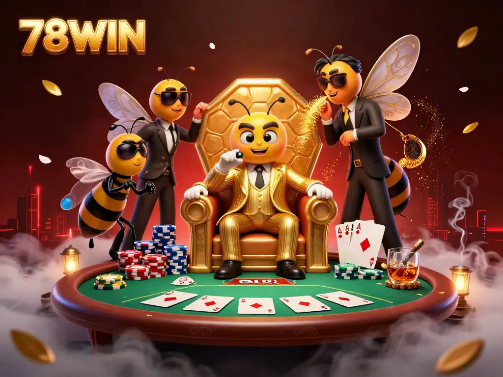 78WIN showcases an exciting poker scene with a mob boss and informant in a buzzing casino setting.