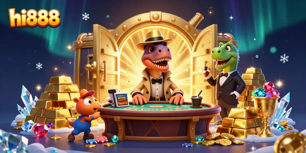 Engage in exciting blackjack action with hi888 featuring dynamic characters and vibrant casino elements.