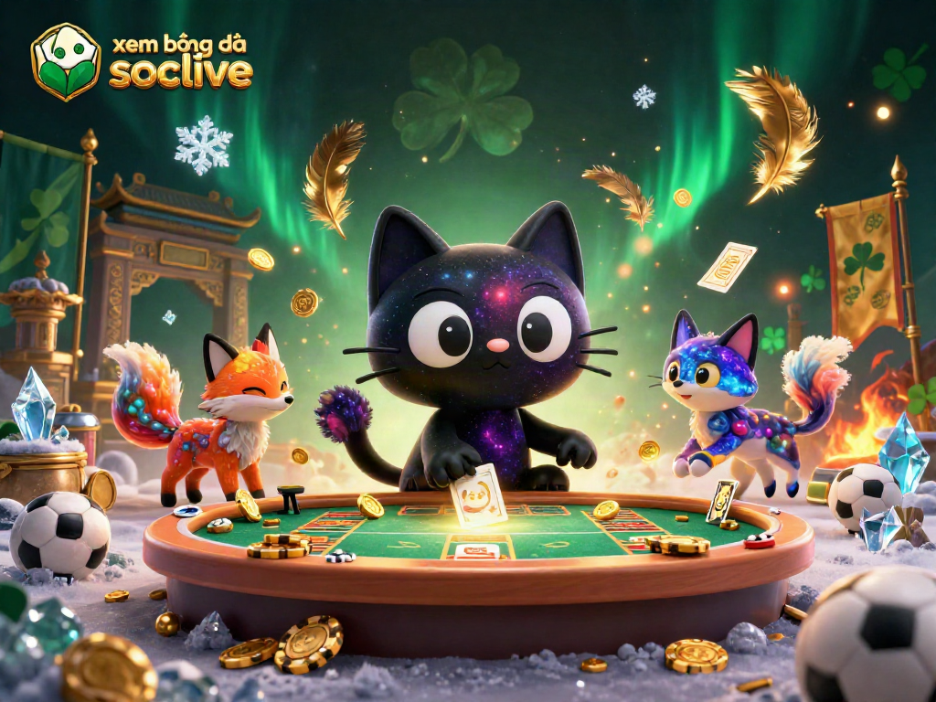 xem bóng đá socolive showcases an exciting sports betting scene with engaging characters and vibrant casino elements.