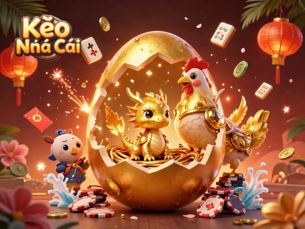 Engage with Kèo Nhà Cái: A captivating illustration featuring a dragon of gold amidst poker chips, symbolizing high-stakes gaming.
