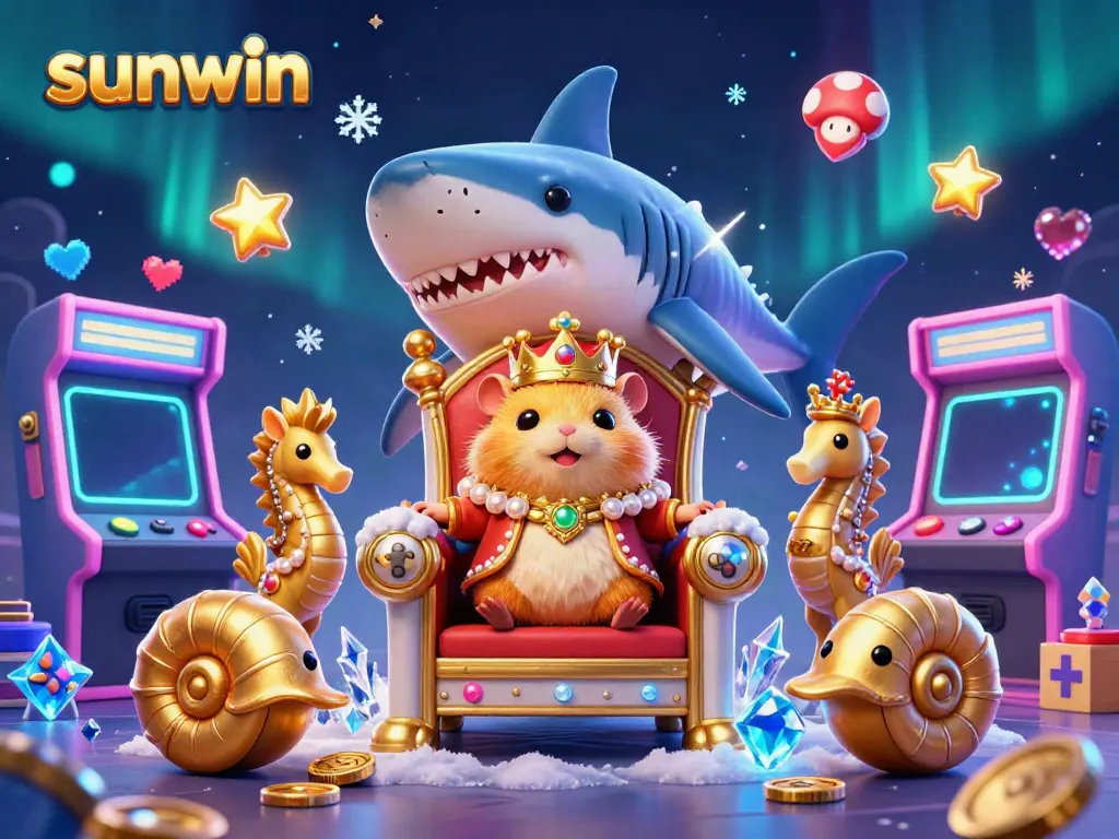 Engage in exciting gameplay with Sunwin, featuring a vibrant casino-themed 3D illustration.