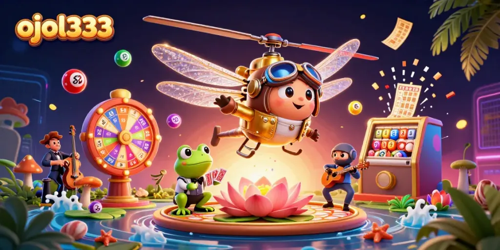 Play exciting games at ojol333 with a vibrant casino scene and engaging characters.