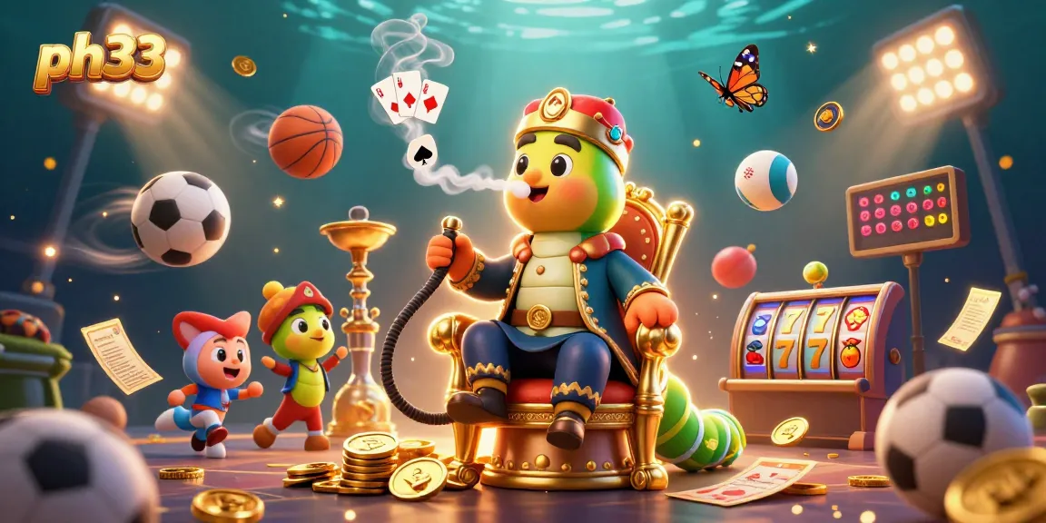 Experience thrilling gaming with ph33 as a vibrant caterpillar master entertains players.