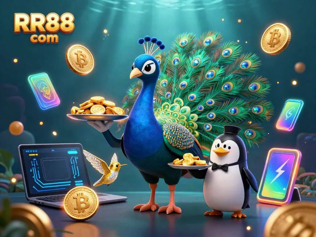 Experience thrilling gambling at RR88 com with a colorful scene featuring vibrant characters and casino elements
