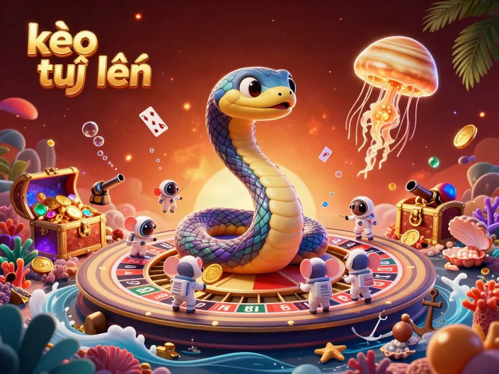 Engage with kèo trực tuyến through a vibrant 3D scene of interactive bets on a cosmic roulette wheel.